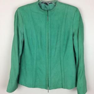 Linda Allard Ellen Tracy leather green jacket  10